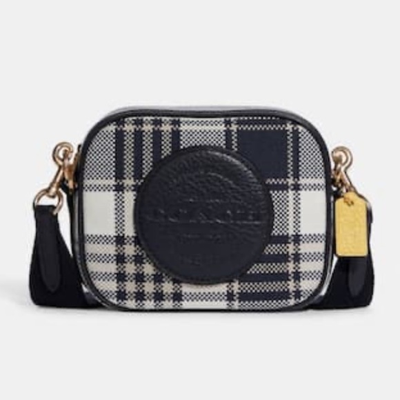 Coach Handbags - Coach Mini Dempsey Camera Bag With Garden Plaid Print And Coach Patch